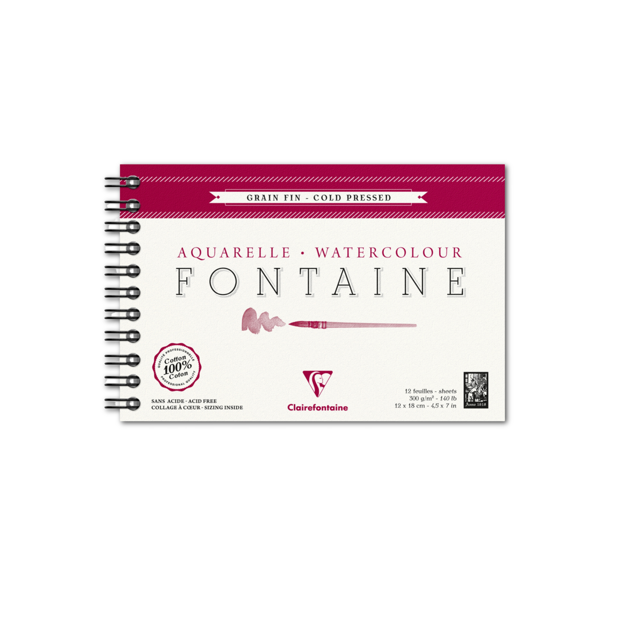 Fontaine Watercolor Paper - Hot & Cold Press 300gsm -Spiral: Cold Press 4.75 x 7