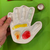 hand made, ceramic palette, modeled after the hand of the artist that made the watercolor mixing palette