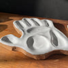 hand made, ceramic palette, modeled after the hand of the artist that made the watercolor mixing palette