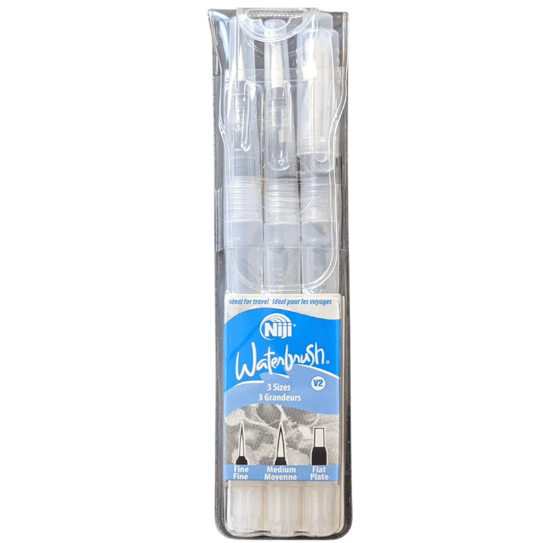 niji economy waterbrush set of 3 watercolor brushes and their travel case